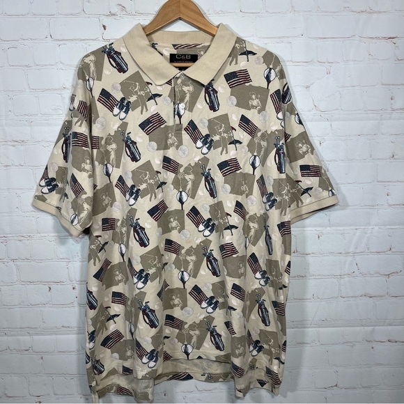 Croft & Barrow Polo Shirt Mens Size XXL Tan Golf Patriotic Summer Outdoor - Picture 1 of 10